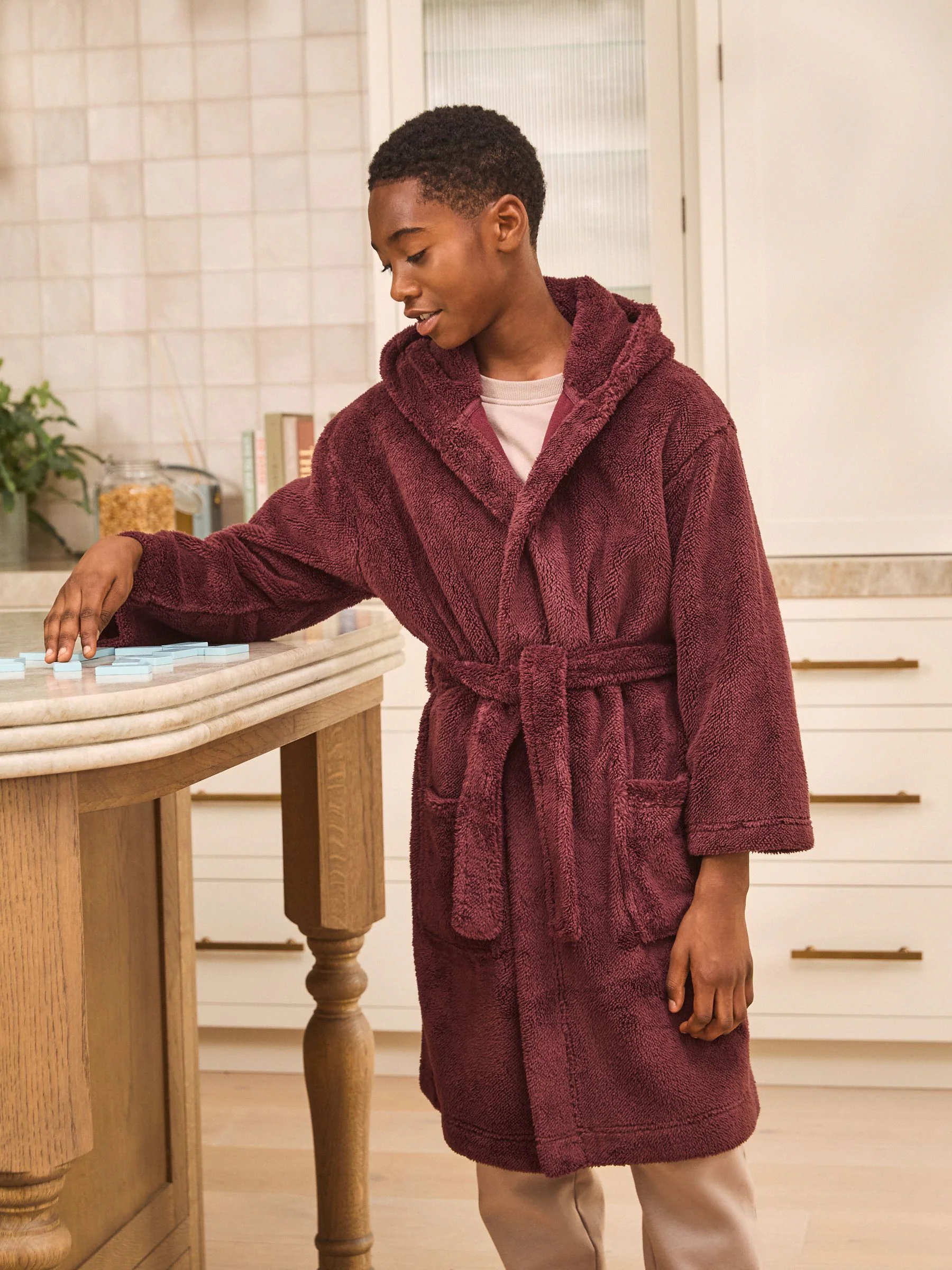 Bordeauxrood - Fleece badjas (1,5-16jr)