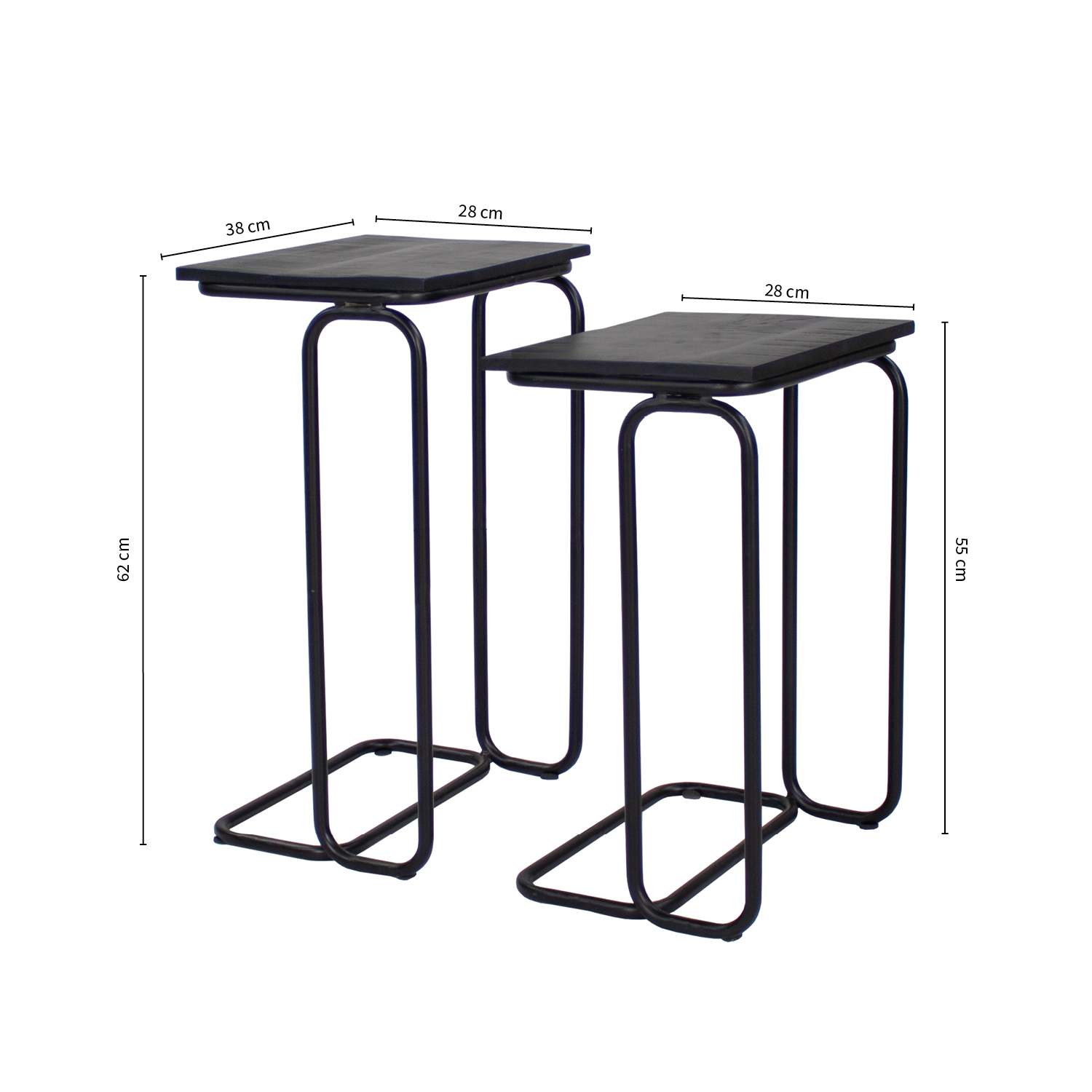 Kick bijzettafel Noah set van 2 - Zwart