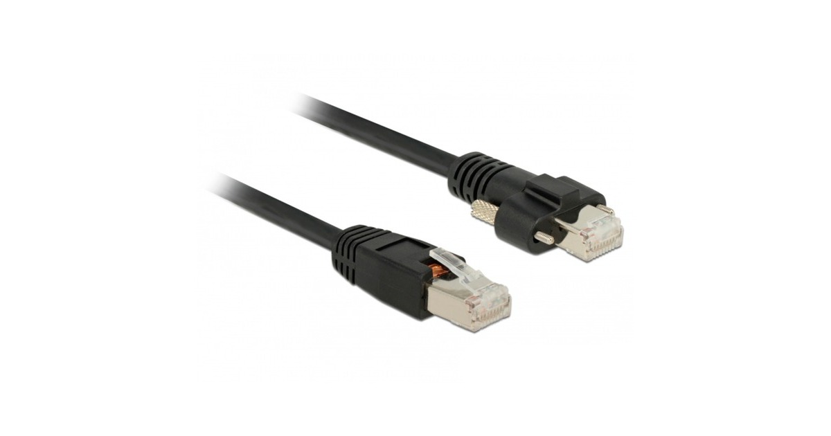 DeLOCKRJ45 plug > RJ45 plug met schroeven Cat.6 SSTP kabel  (Zwart, 1 m)