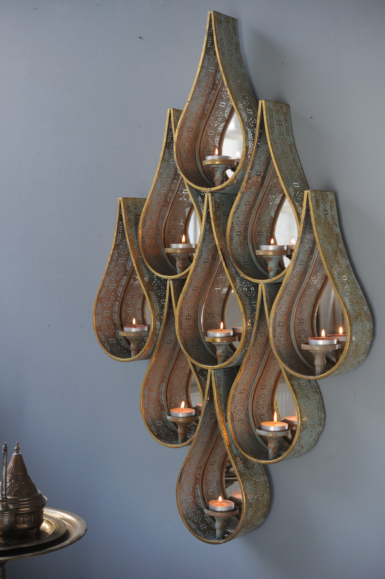 Kerzenwandhalter 'Devotion', antik-gold, B 72 cm, H 115 cm von fischer's lagerhaus