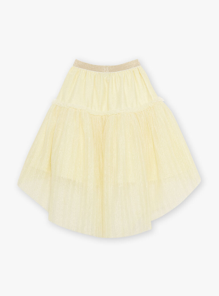 Jupe jaune asymétrique en tulle paillettée