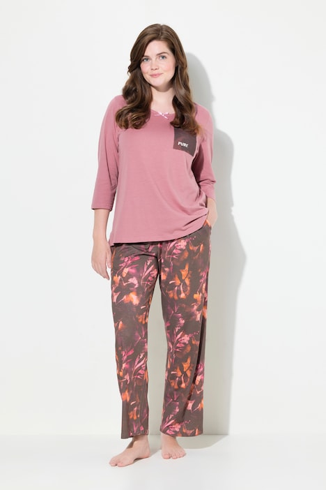 Pyjamahose, Blätter, gerades Bein, Biobaumwolle