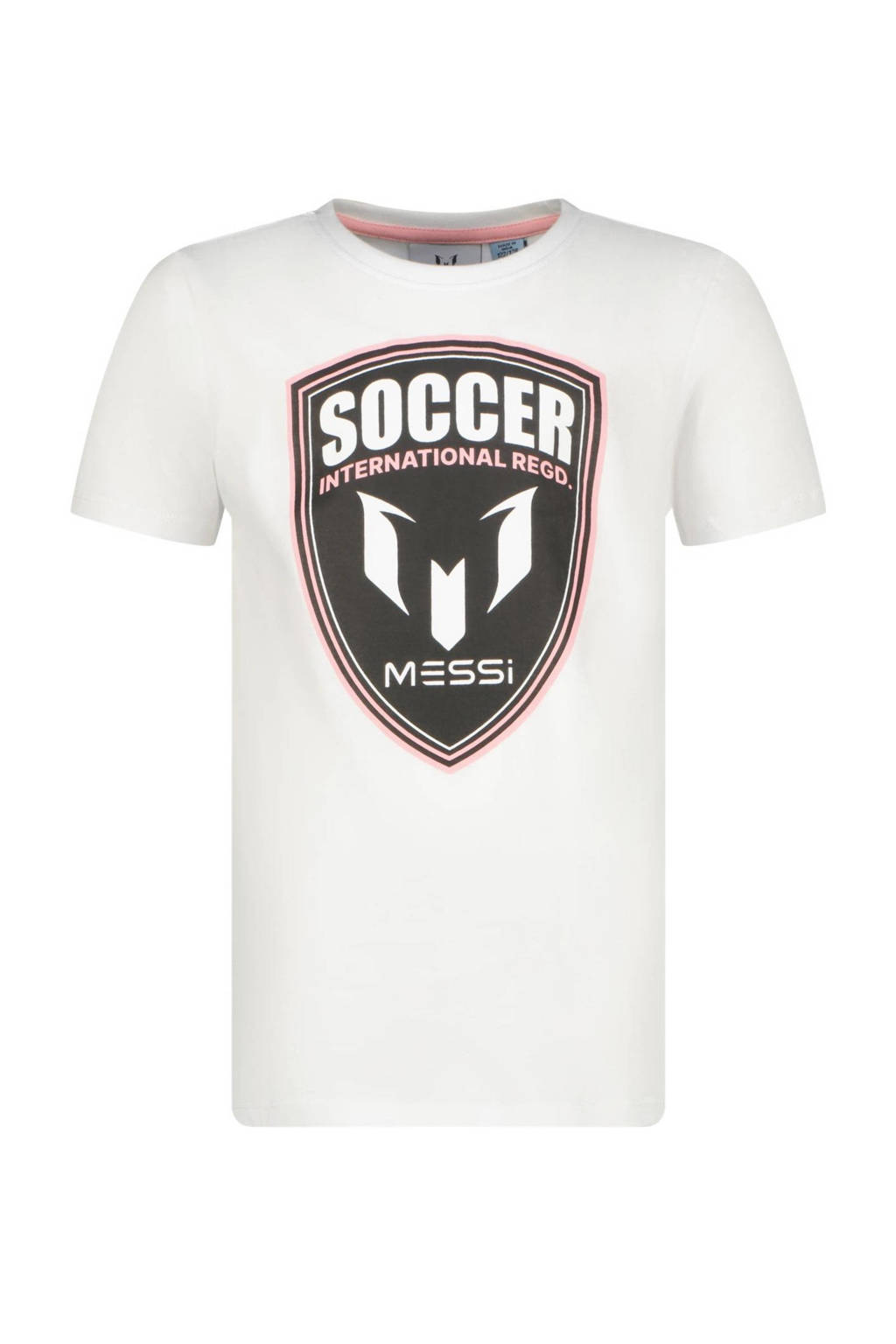 Messi T-shirt Shield met printopdruk wit