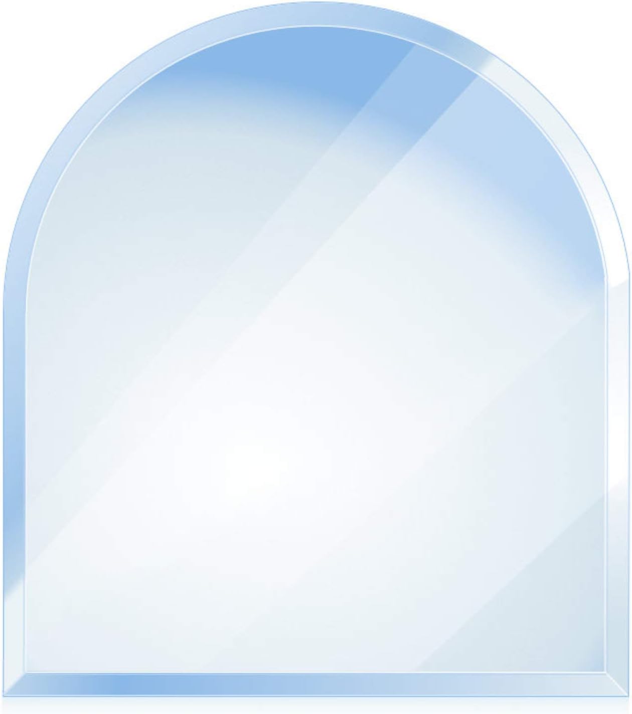 BIJON Funkenschutz-Platte mit Facettenschliff, Glasplatte Kaminofen, Kaminschutz mit ESG Sicherheitsglas, Kamin Glasplatte, Rundbogen 120 x 100 cm, 6mm