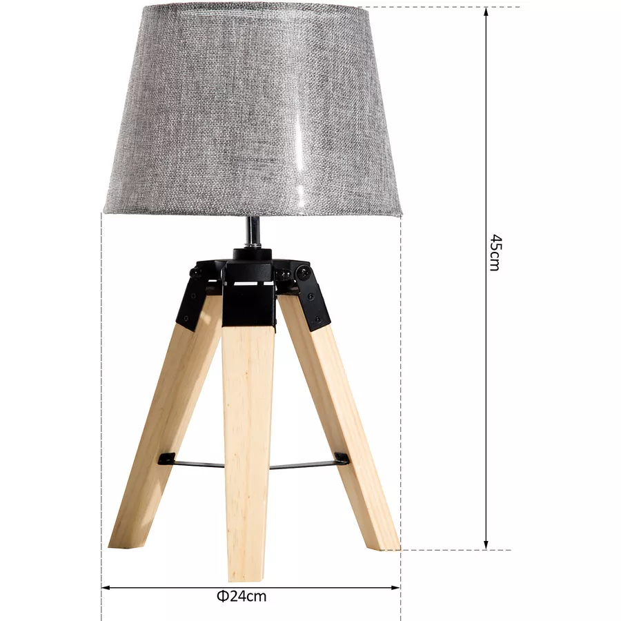 HOMCOM Tischlampe natur, grau