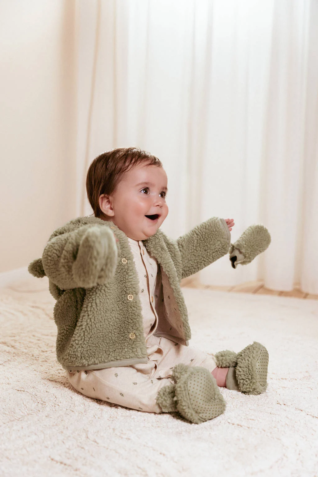 Little Dutch teddy wanten Soft Green
