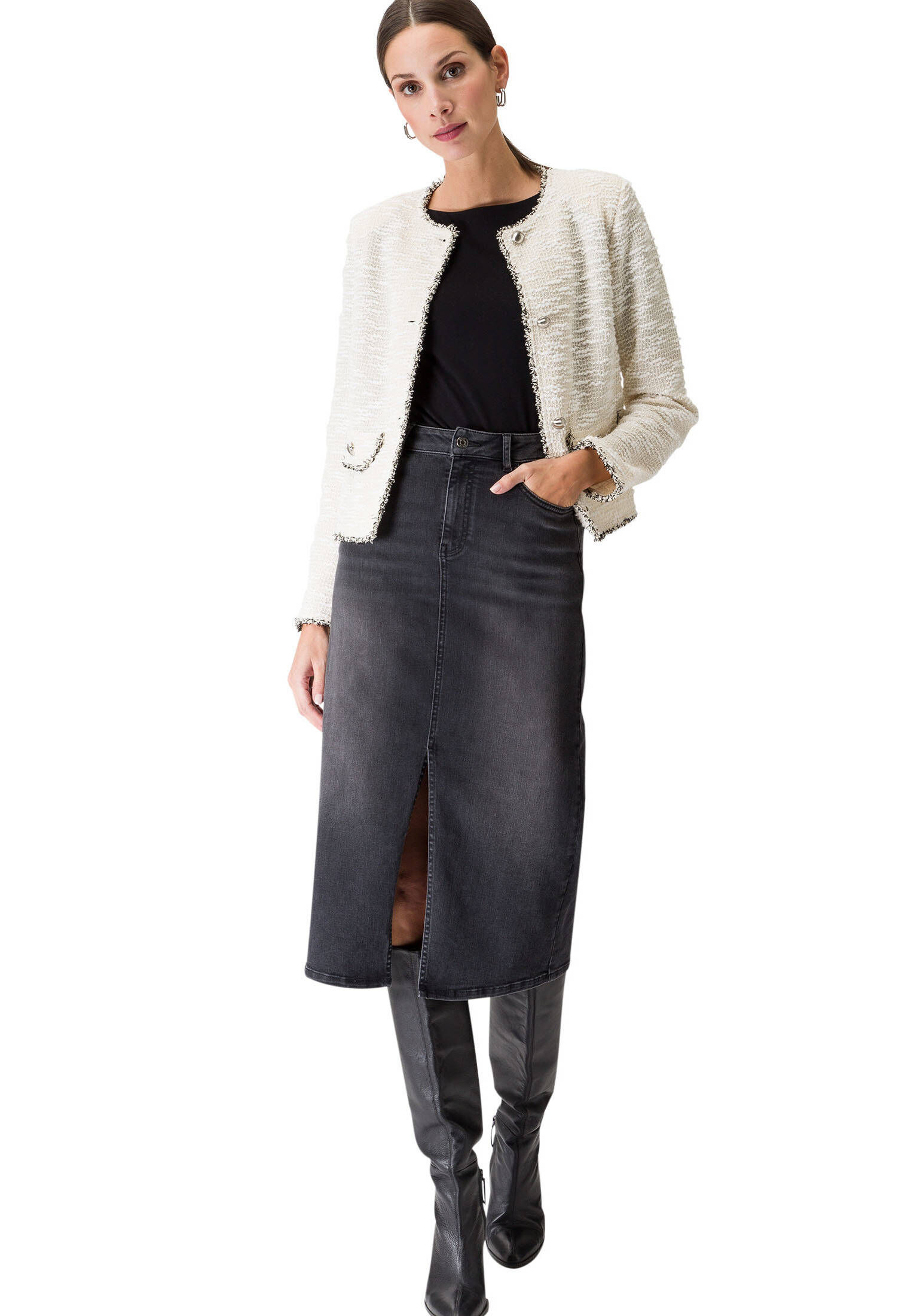 zero| Damen Jeansrock mit Schlitz