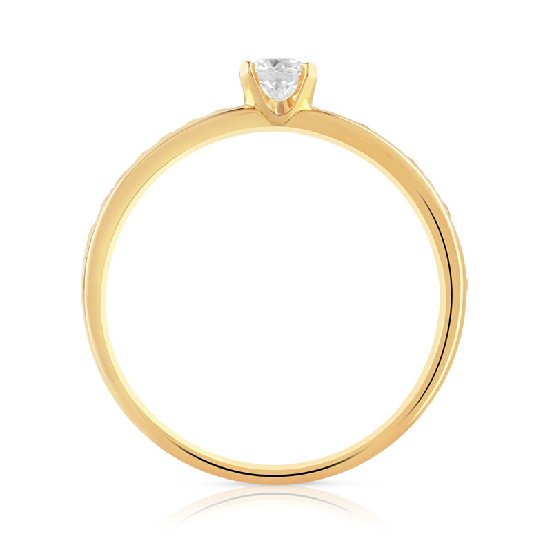 Bague solitaire or 750 jaune diamant 40/100e de carat
