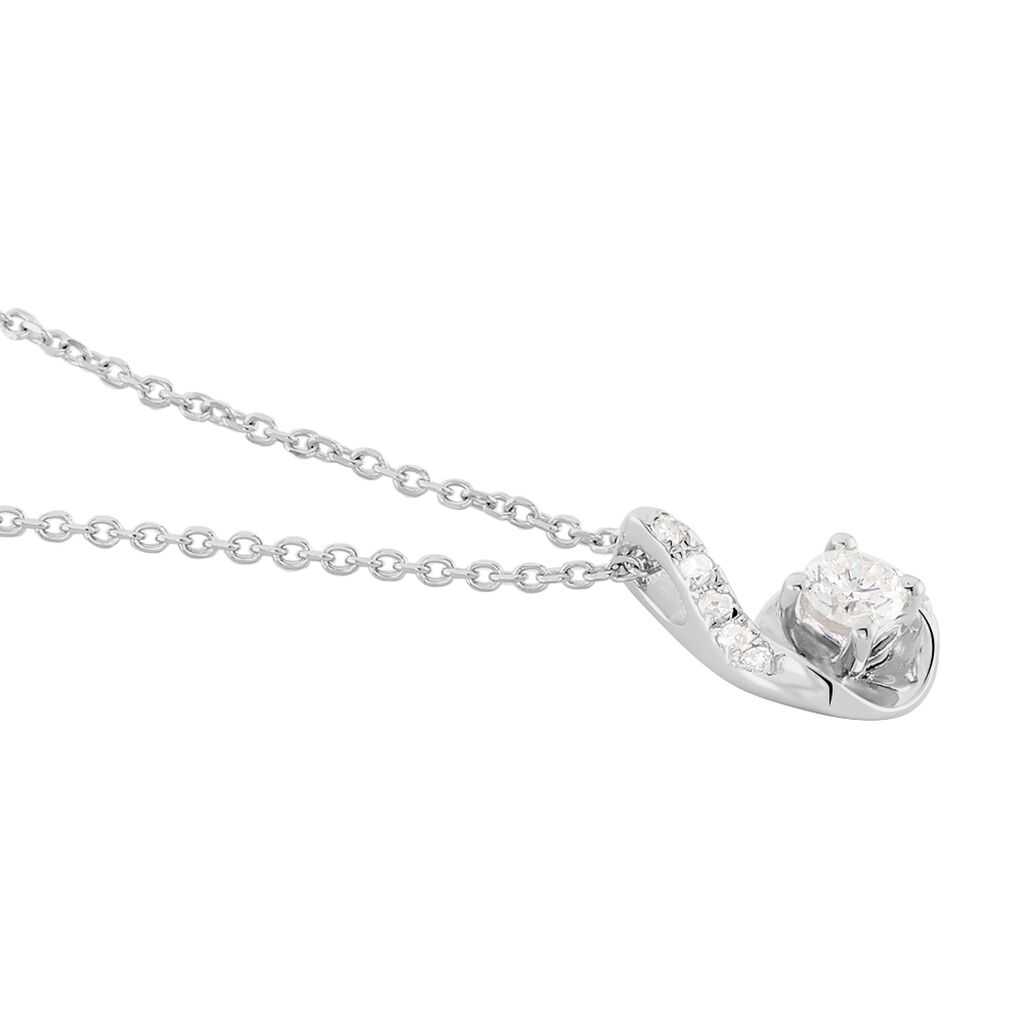 Collier Vrille Accompagnee Or Blanc Diamant