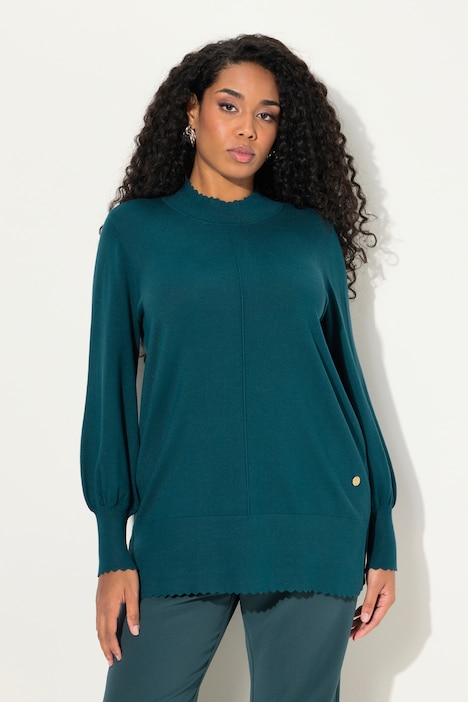 Pullover, Muschelsaum, Stehkragen, Langarm