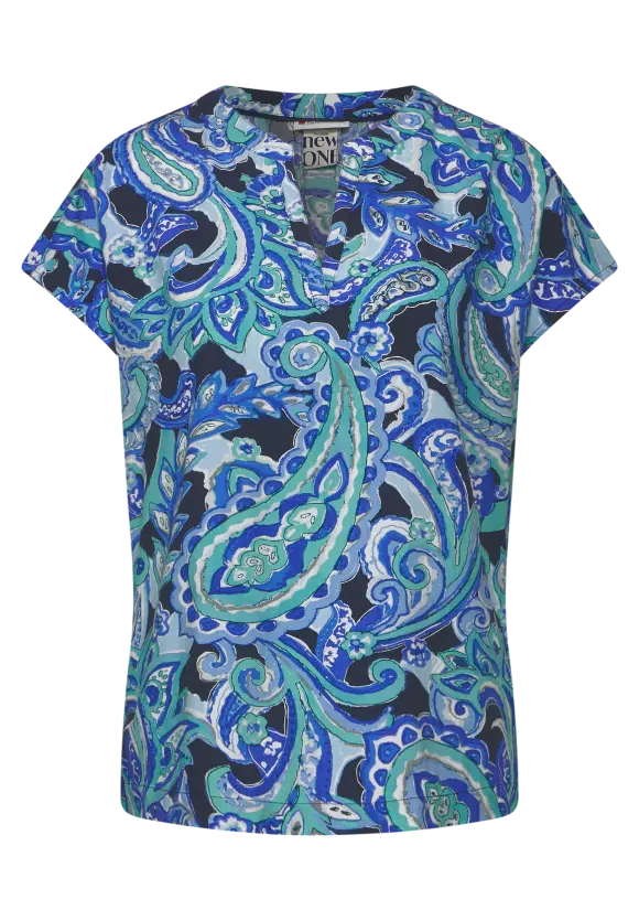 Print Blusenshirt - intense aqua