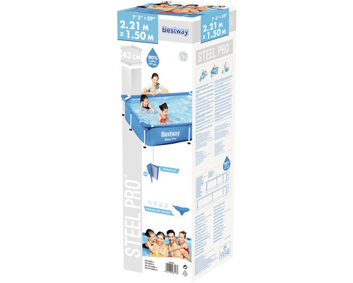 Opzetzwembad Bestway Family rechthoekig 221x150x43 cm zonder accessoires blauw