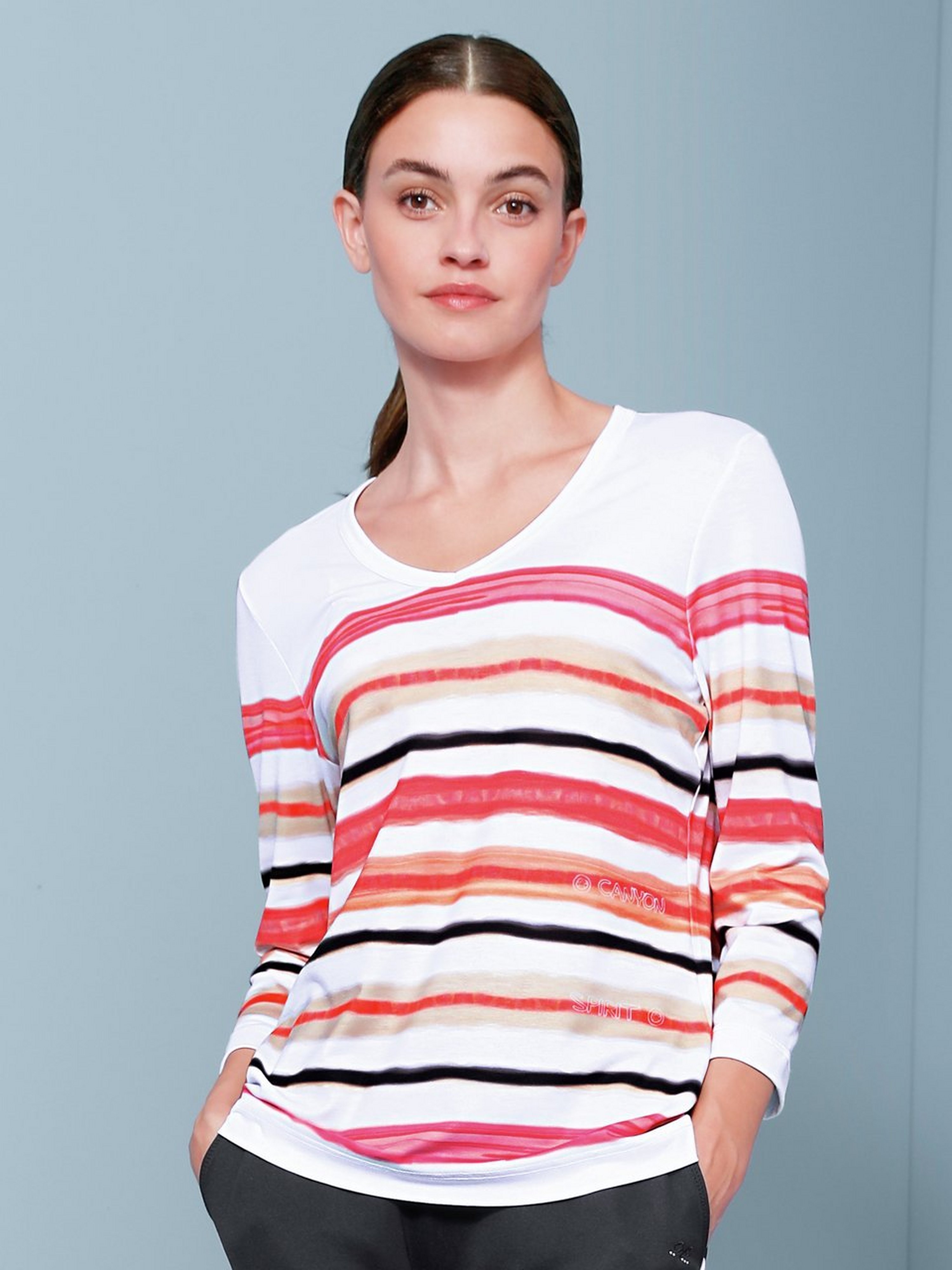 V-Shirt mit 3/4-Arm
