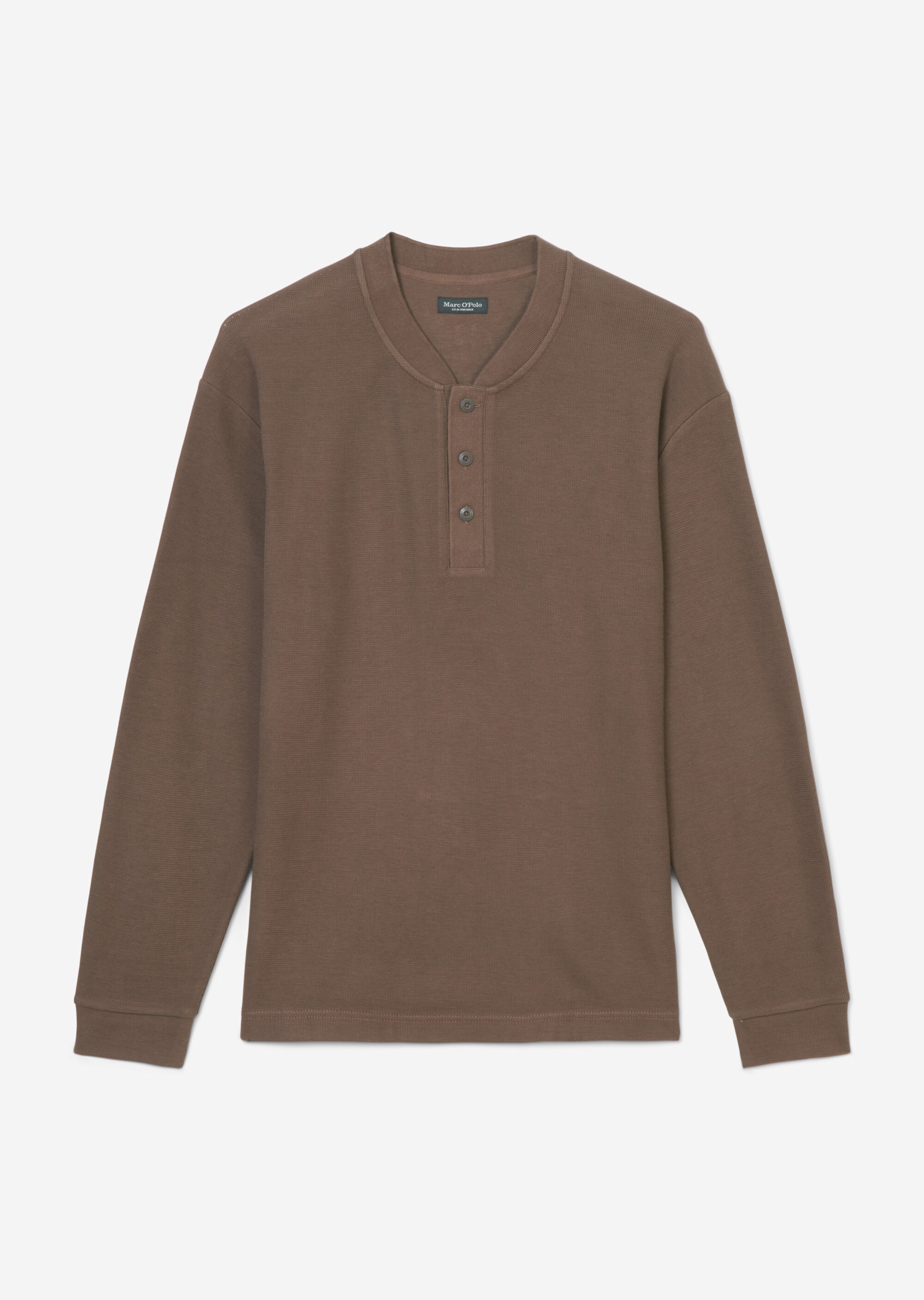 Langarm-Serafino relaxed aus Micro-Waffle-Structured-Jersey