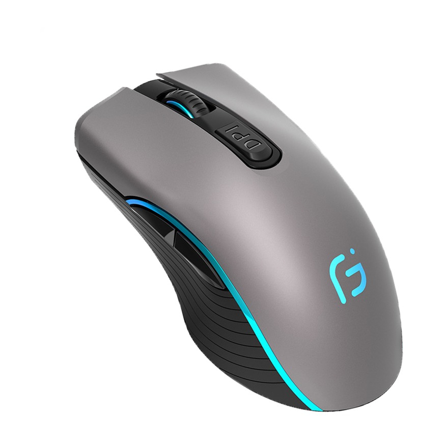 2.4GHz Optische Wireless Funk Gaming Maus 2400 DPI mit LED Beleuchtung   integriertem Akku (500mA) - Silber