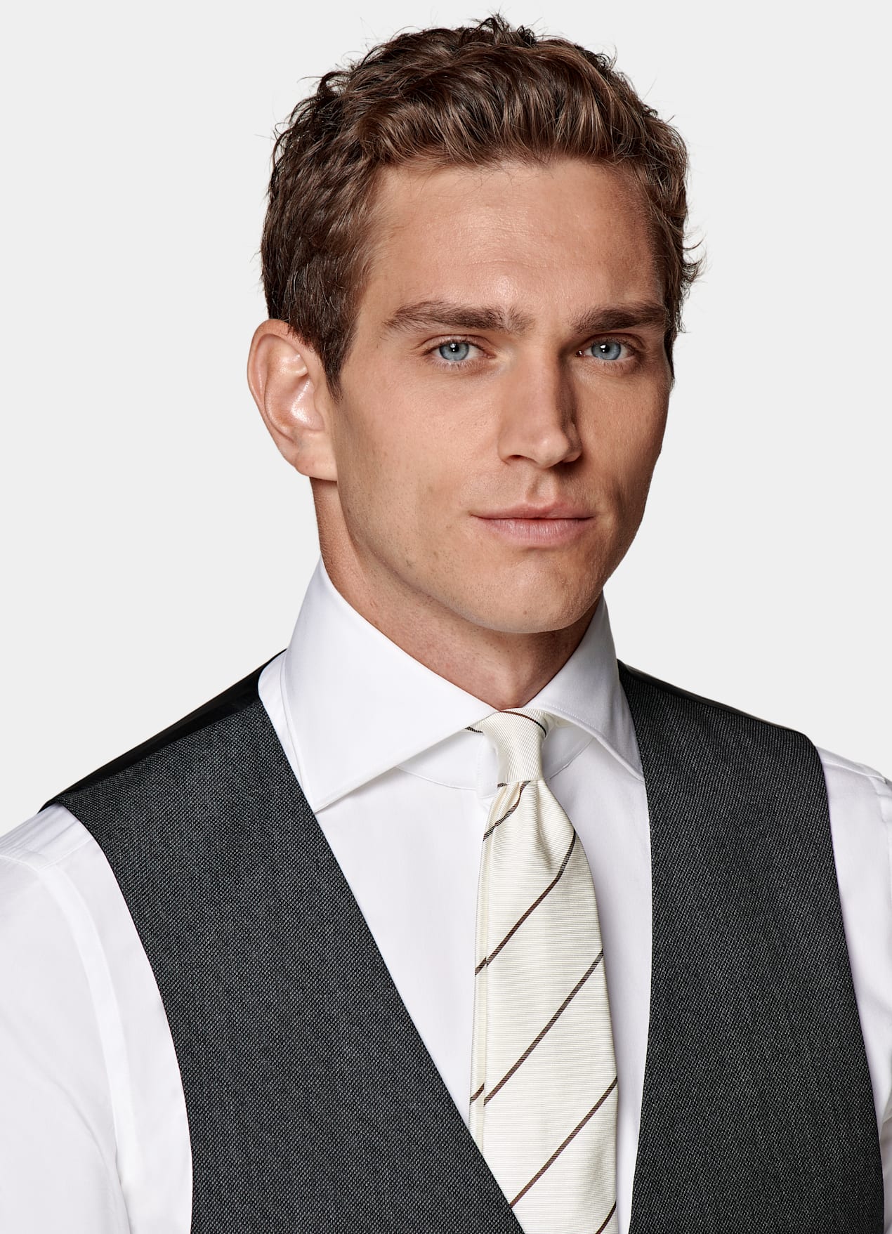 Gilet de costume gris foncé œil-de-perdrix