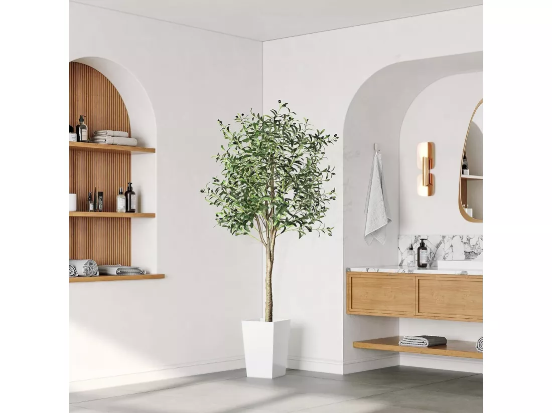 180cm Olivier Plante Artificielle, Fausse Plante Verte Décoration, Amovible, pour Maison Chambre Salon Balcon Cour Jardin
