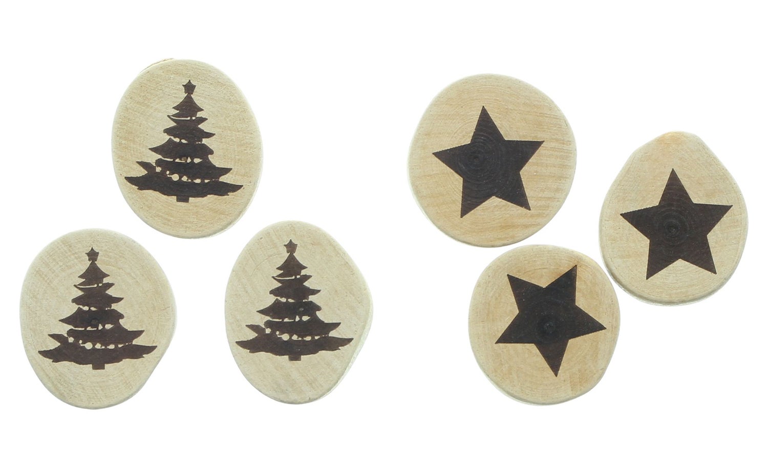 FRANK FLECHTWAREN | Ster & dennenboom decoratie, set van 20, ca. Ø 4-5 cm, EIKEN