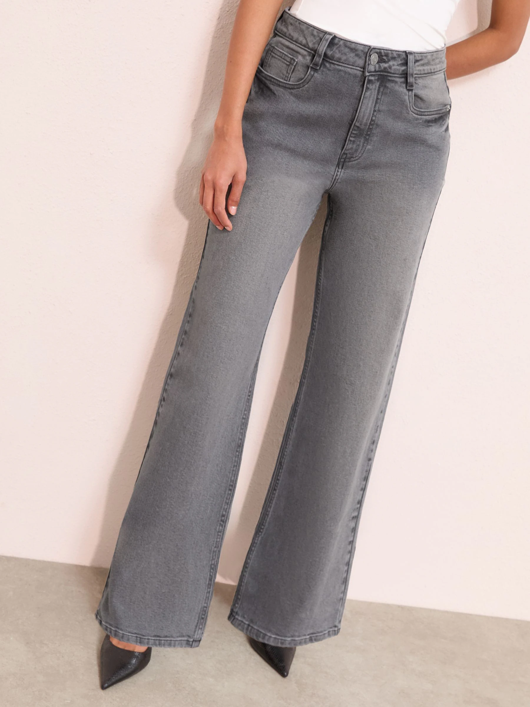 Grijs denim - Friends Like These X Lucy Mecklenburgh alledaagse jeans met wijde pijpen