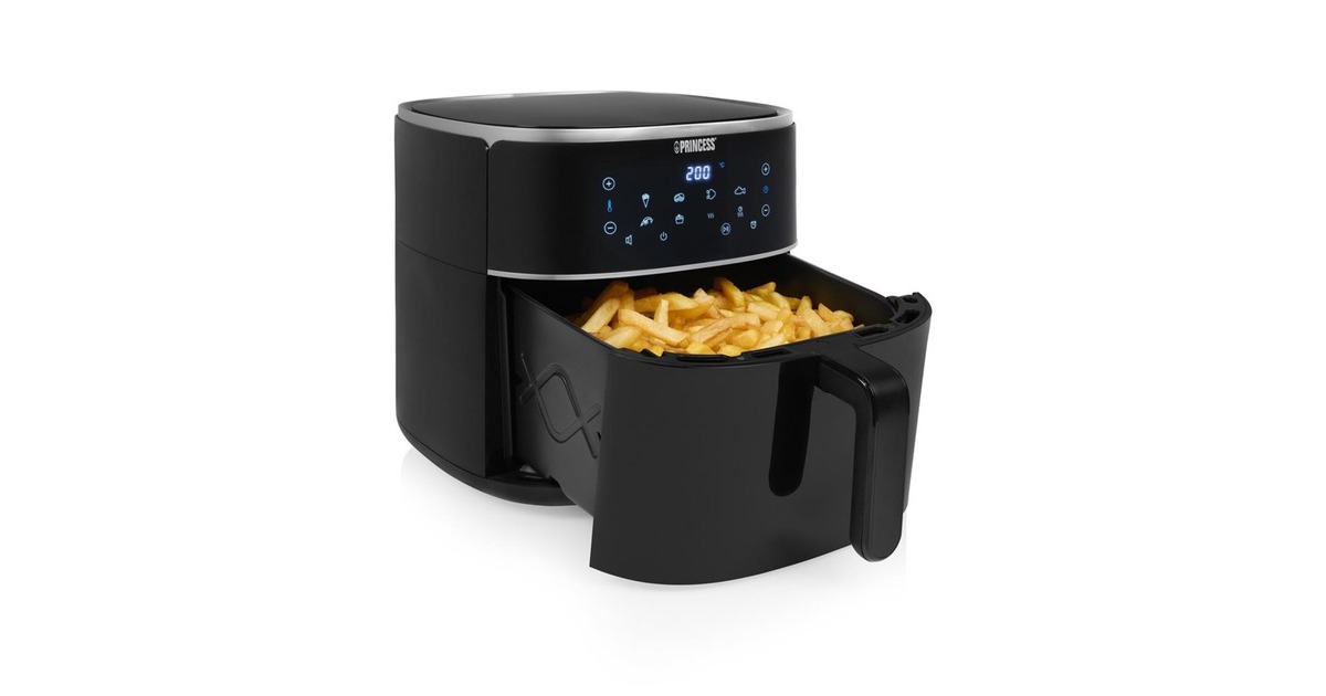 Princess182254 Digitale Airfryer 8L heteluchtfriteuse  (Zwart, 8 liter | hetelucht | verstelbaar Airfryerrek | BPA-vrij)