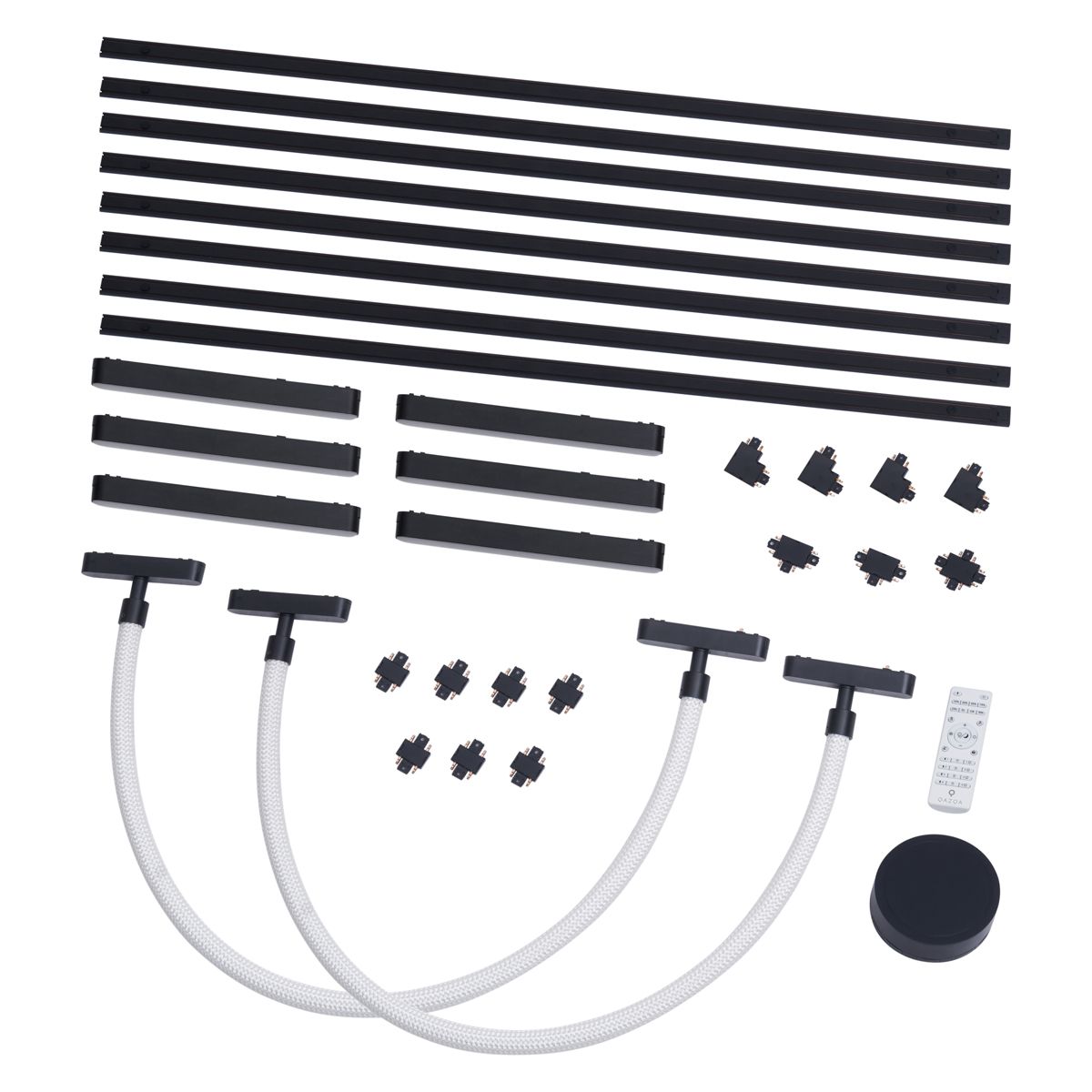 Railsysteem met 6 plafondlampen en 2 hanglampen zwart 1-fase - Magnetic Marra Tautau