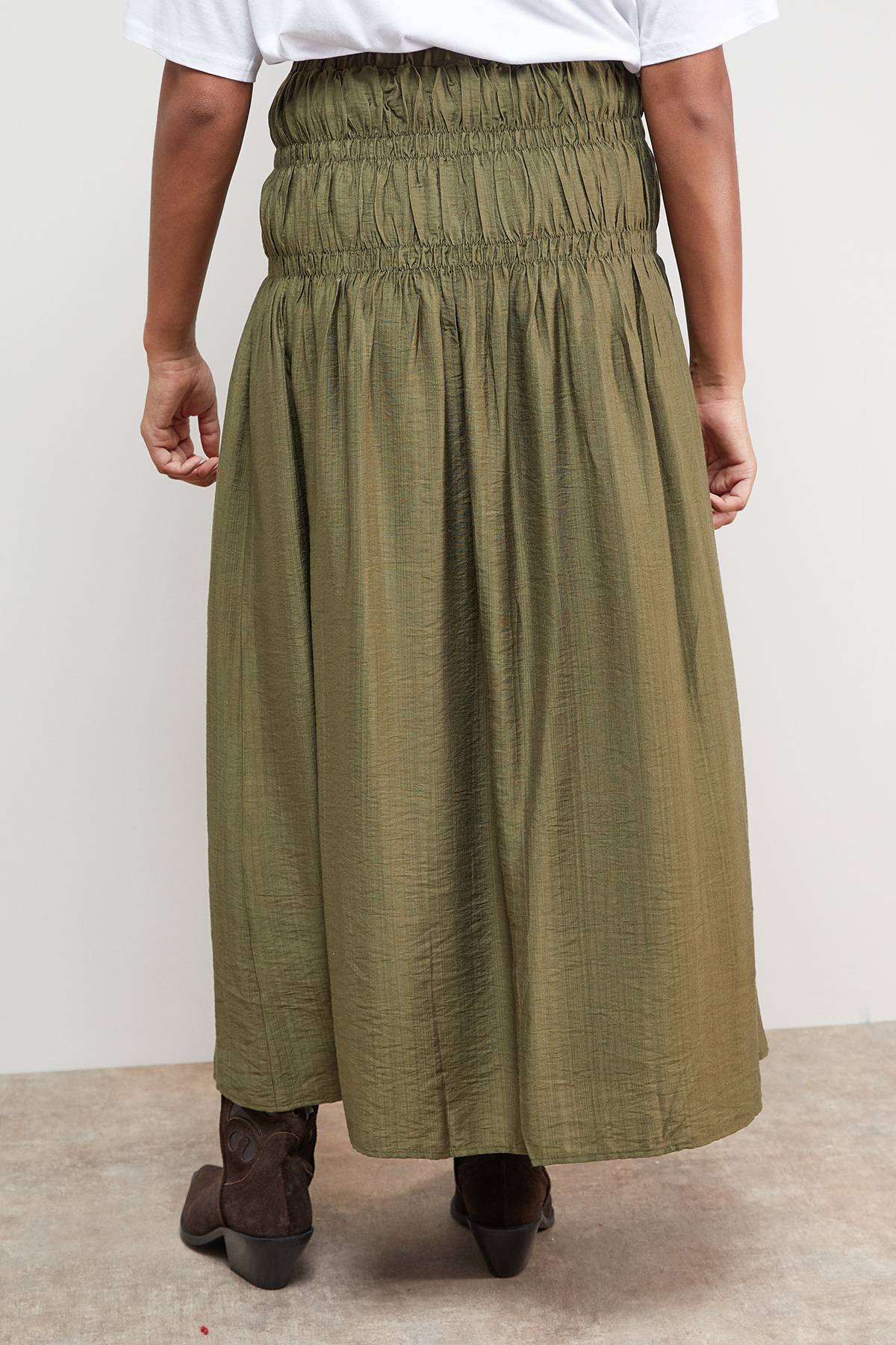 Oasis Jupe Midi à Taille Froncée