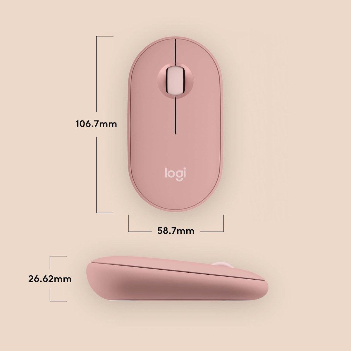Logitech Pebble Mouse 2 M350s trådløs mus (Rose)