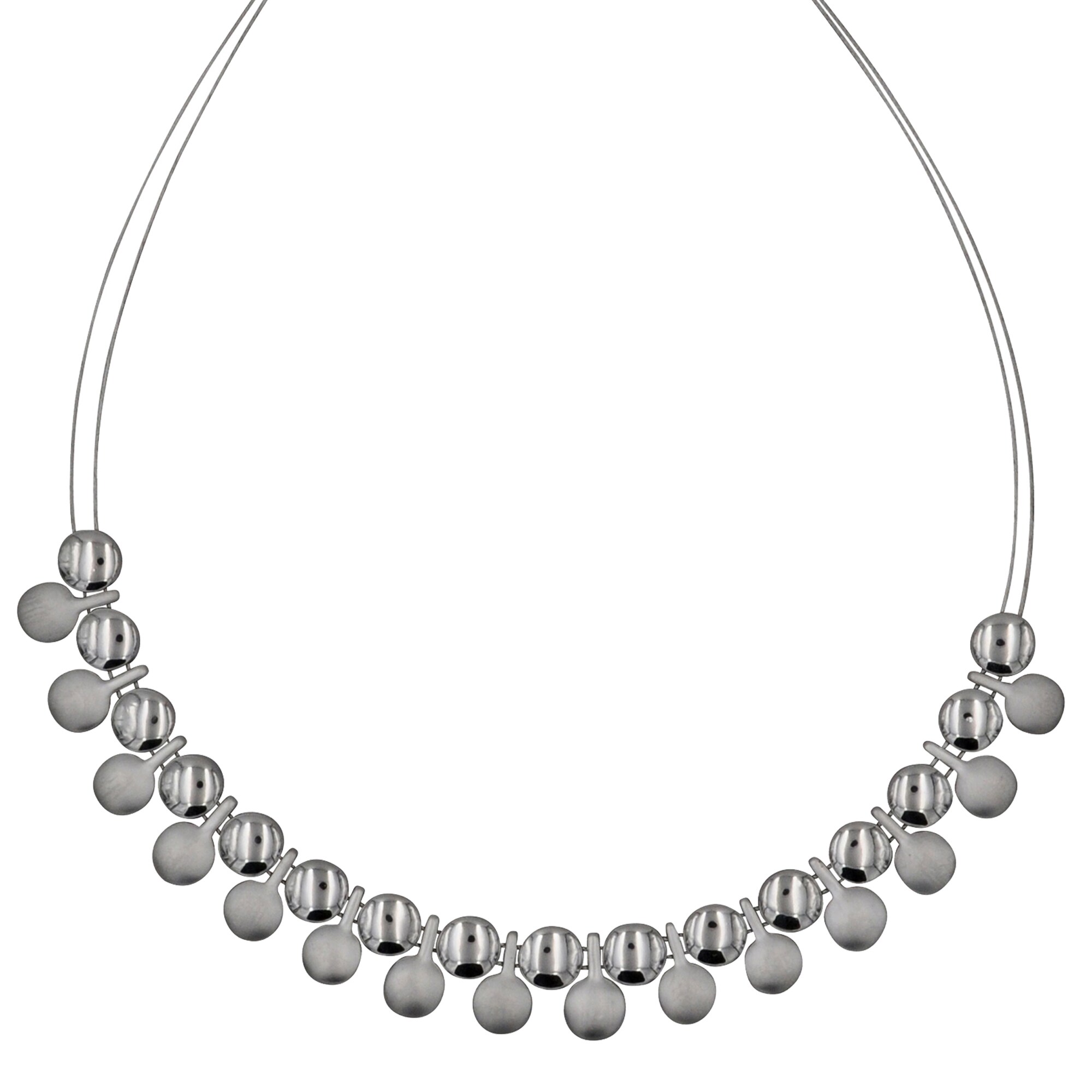 Steuer Modeschmuck Collierkette Drahtcollier 2 reihig mit Metallzierde rhodiumf.