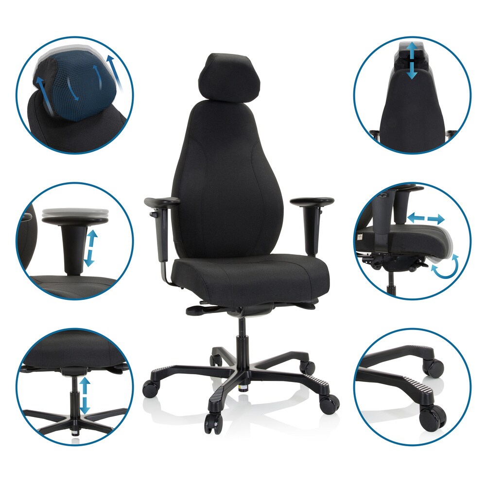 Profi Chefsessel RESISTIO XXL Stoff mit Armlehnen (höhenverstellbar) hjh OFFICE