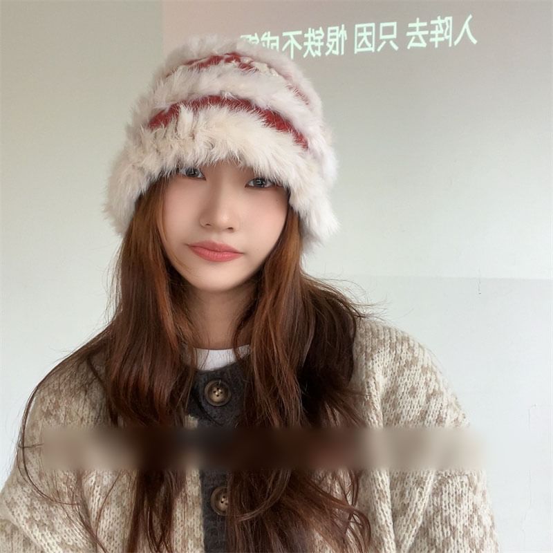 Zaalouk - Fluffy Trim Knit Beanie