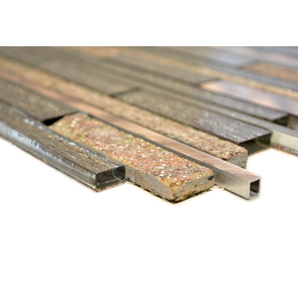 MOSAIKK INTERLOCK CRYSTAL/STONE/ALLOY MIX BEIGE/COPPER XAM