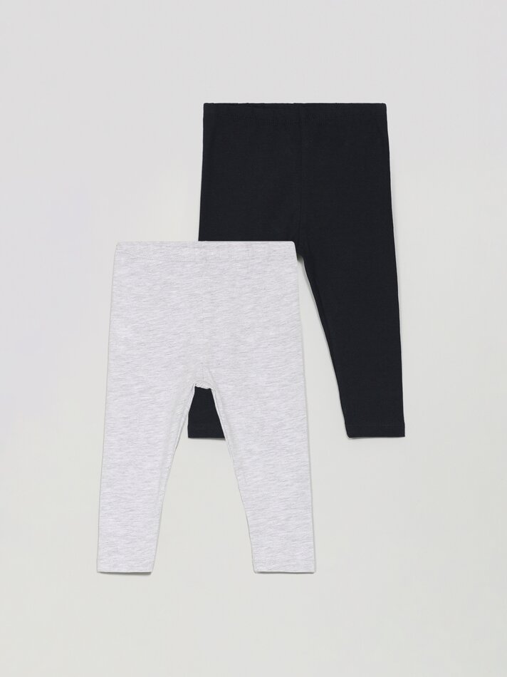 Conjunto com 2 Leggings Compridas Básicas - Azul Marinho