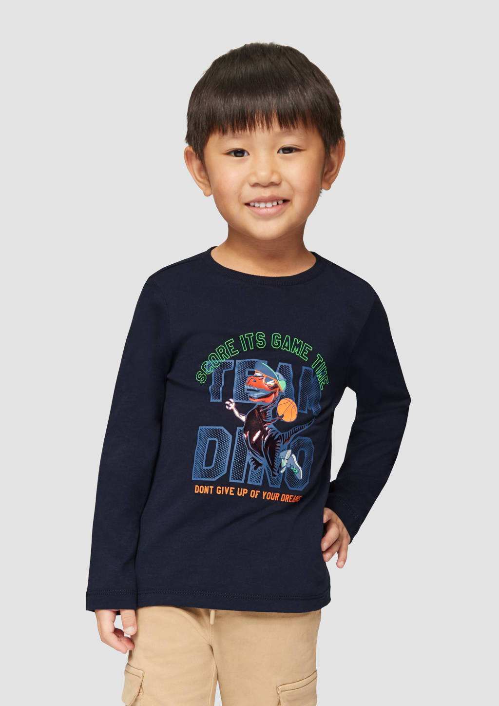 s.Oliver longsleeve met printopdruk donkerblauw