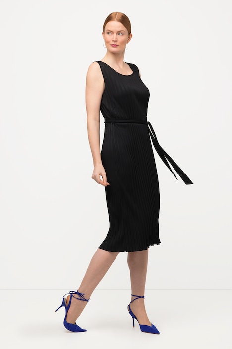 Plissee-Kleid, A-Linie, Rundhals, ärmellos