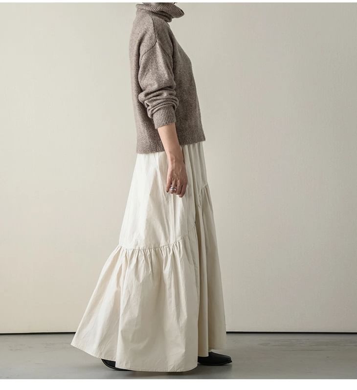 Fabrica - Effen A-lijn rok met elastische taille en lagen
