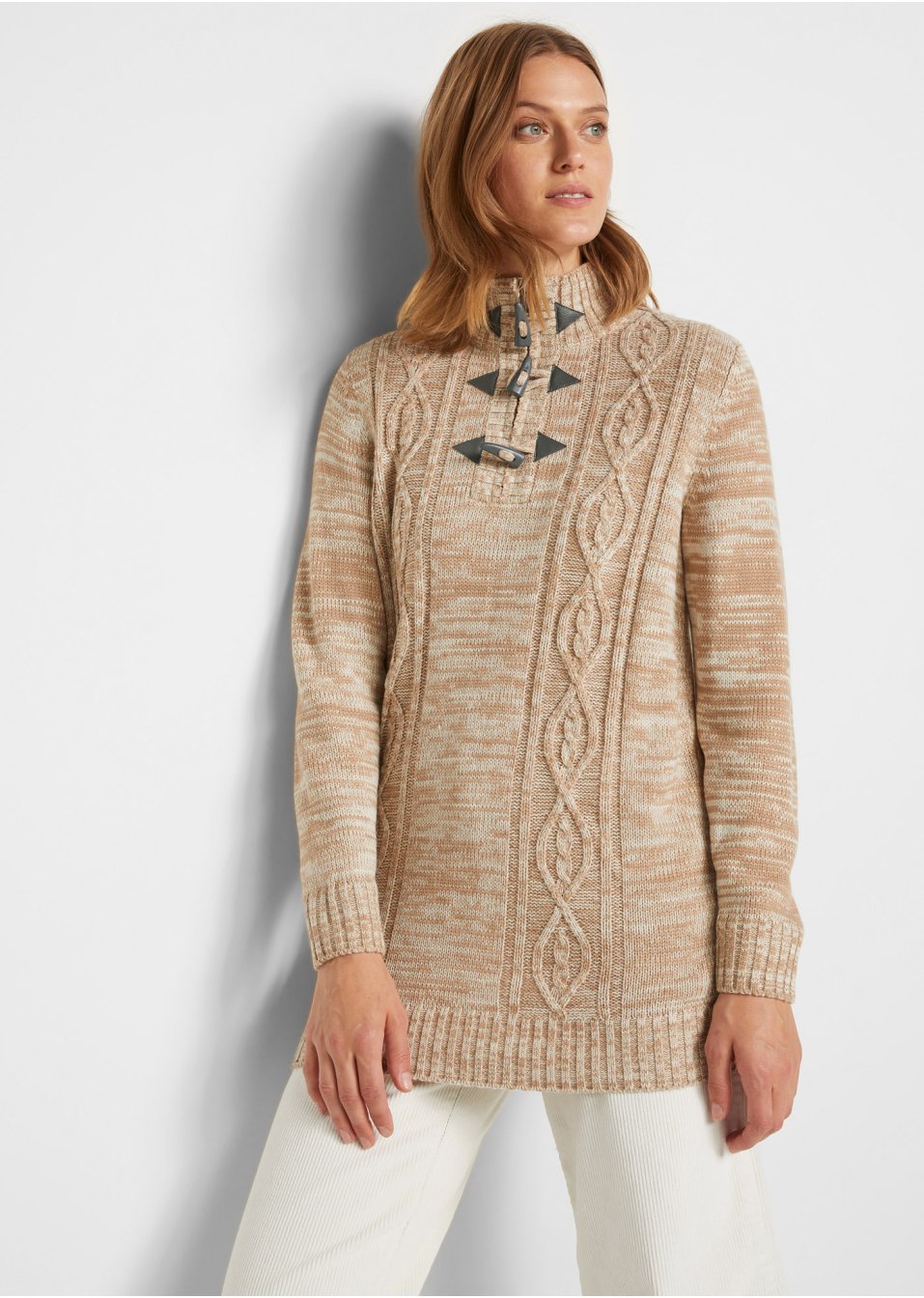 Pull camionneur long avec motif torsadé