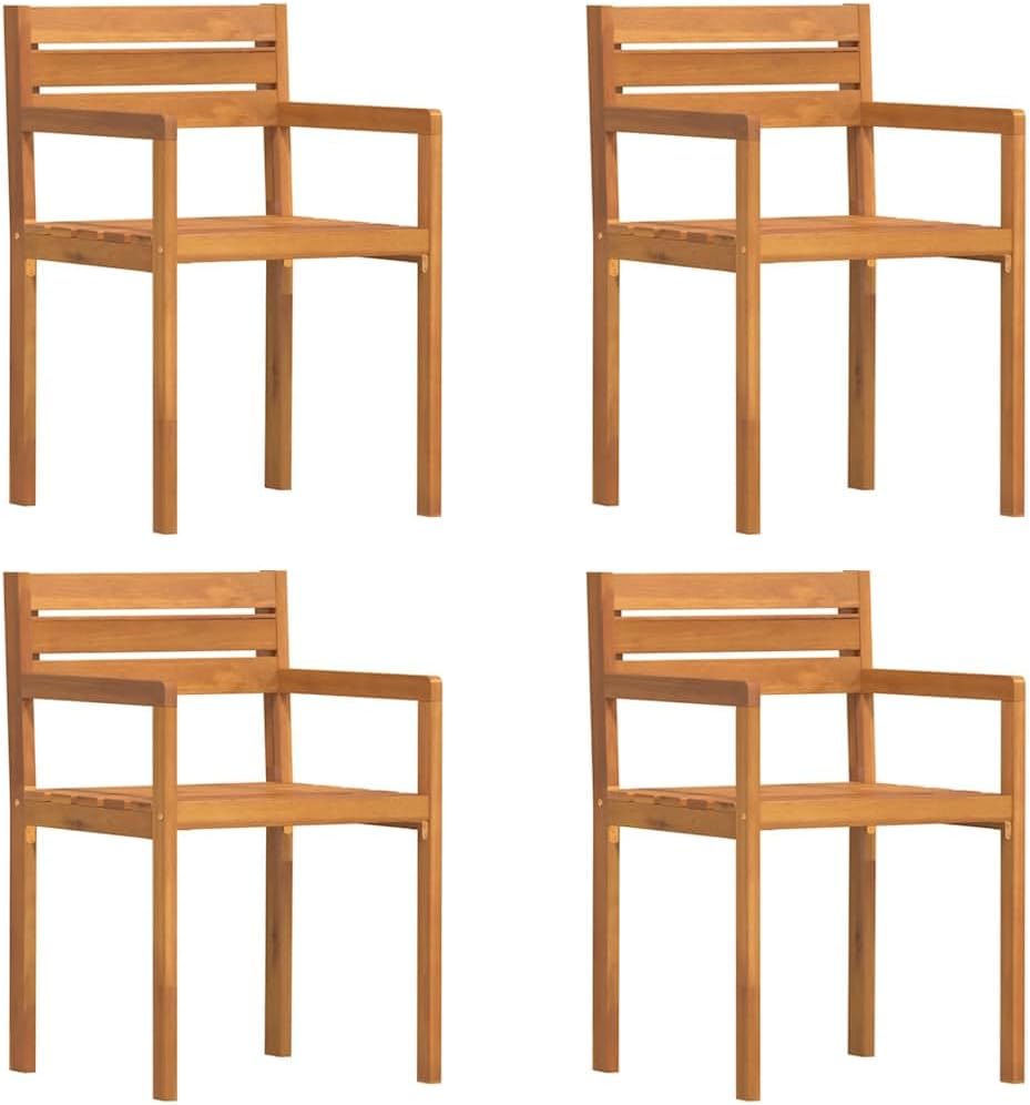 5-teiliges Garten-ESS-Set aus Massivholz Akazie, Ø90cm Runder Tisch mit 4 Stühlen, Geöltes Holz für Terrasse Balkon, Witterungsbeständiges Outdoor-Möbelset