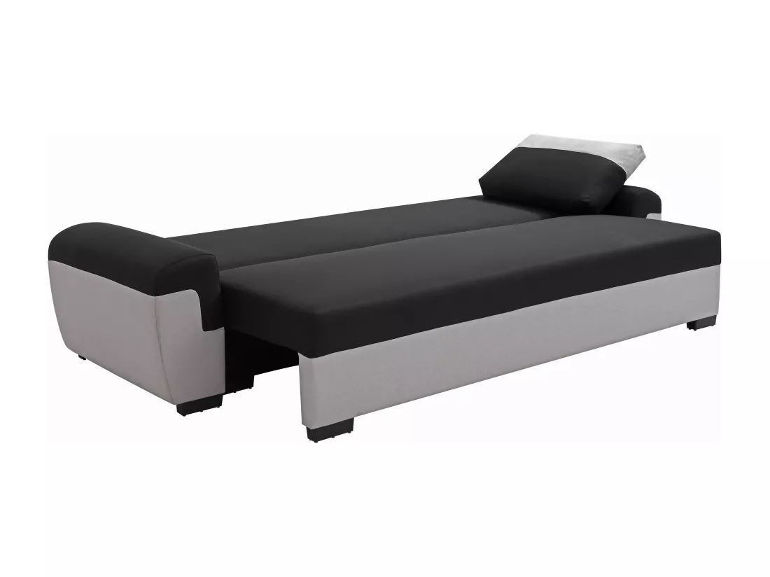 Canapé 3 places convertible en tissu noir et gris clair GABY II
