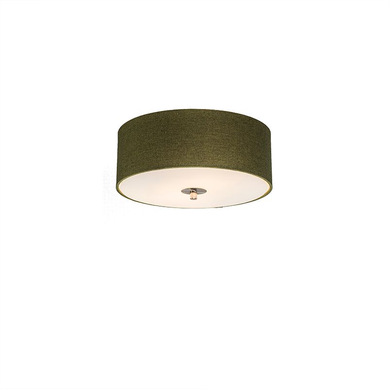 Landelijke plafondlamp groen 30 cm - Drum Jute
