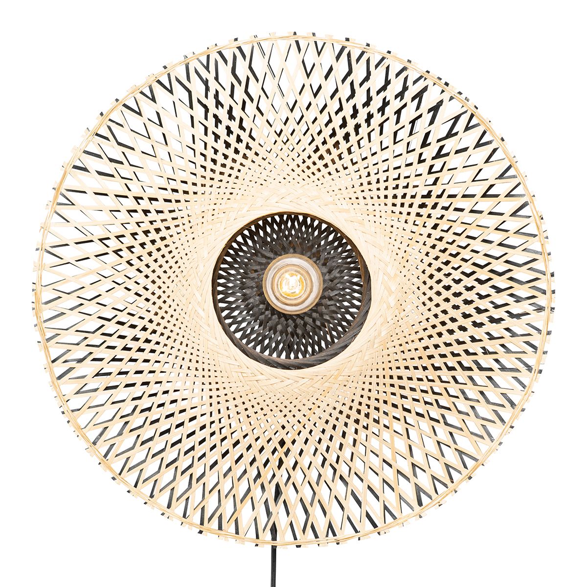 Smart wandlamp bamboe 50 cm met stekker incl. Wifi A60 - Rina