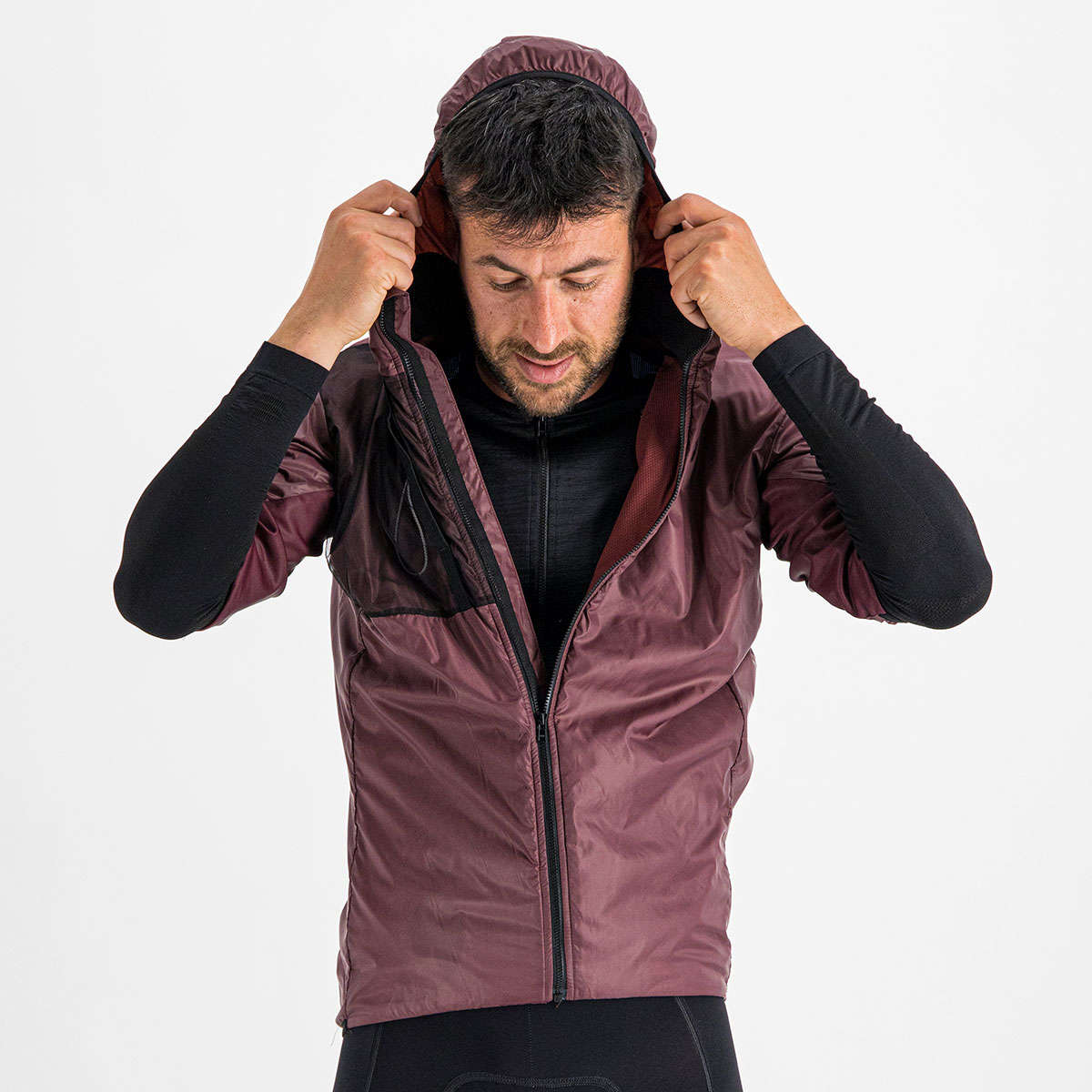 Sportful Supergiara Puffy Fietsjack Korte Mouwen Donkerrood Heren