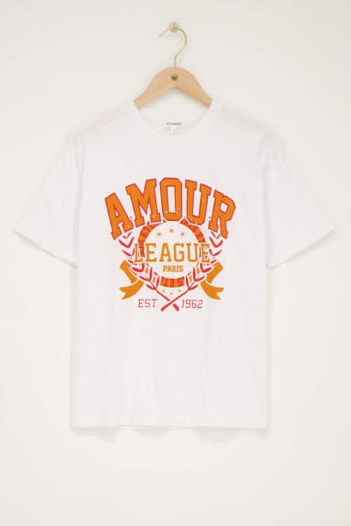 Wit T-shirt met oranje 