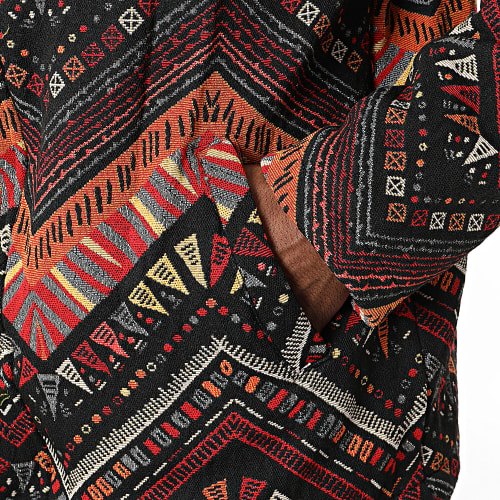 Veste Zippée Col Mouton Noir Rouge Orange