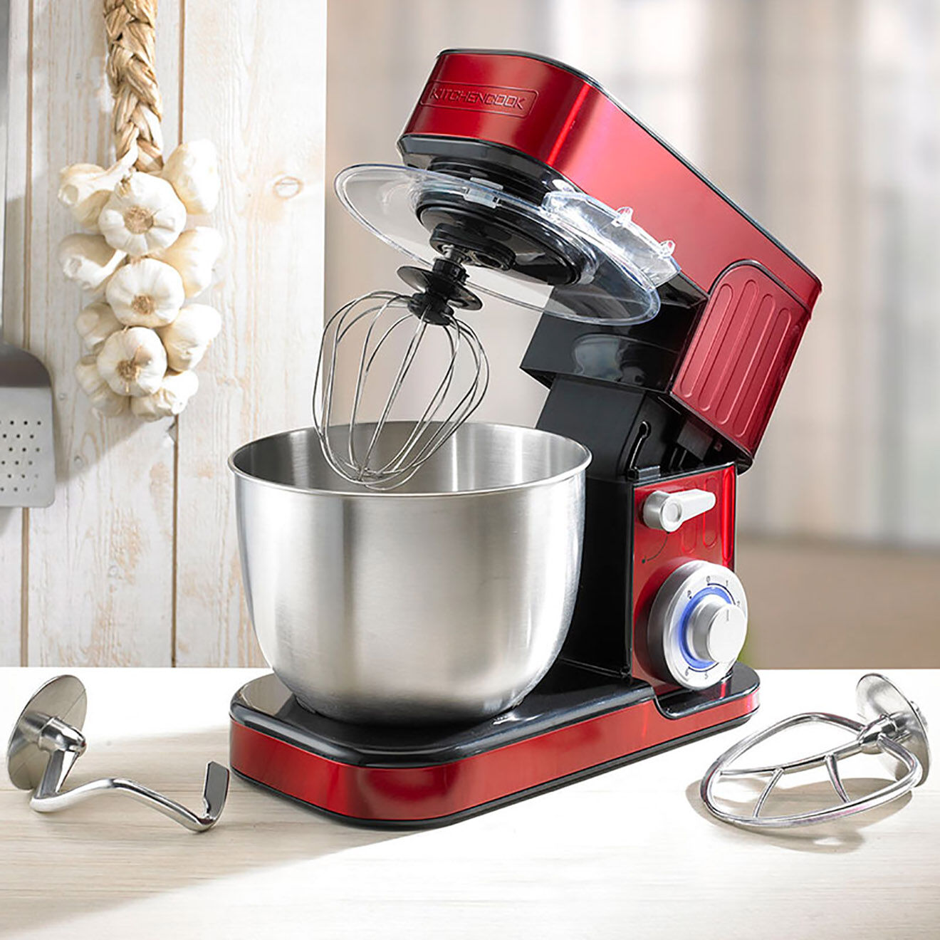 Kitchencook Robot pétrin avec bras inclinable à 30° rouge - 5.5 L