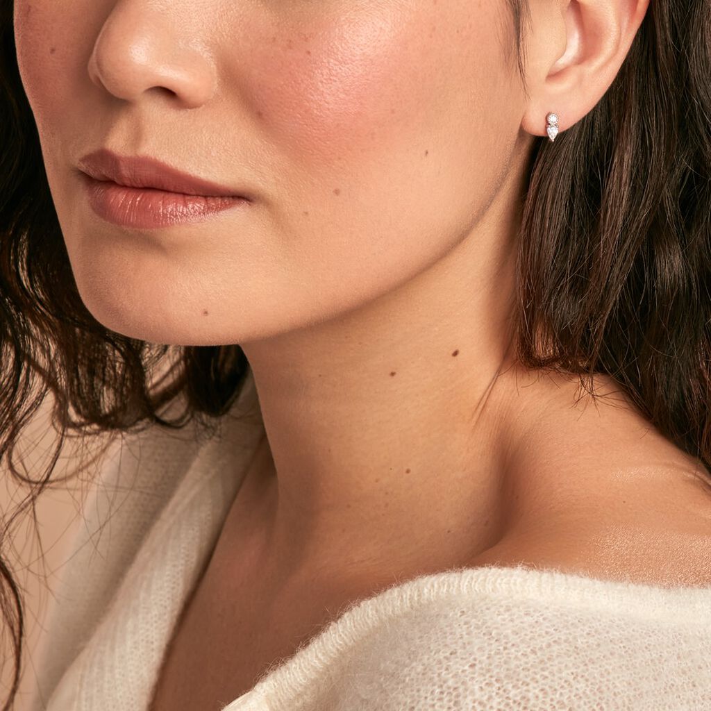 Boucles D'oreilles Puces Melyna Argent Blanc Oxyde De Zirconium