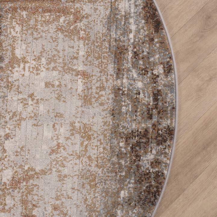 Rond abstract vloerkleed - Xavier Scratch Taupe/Rood