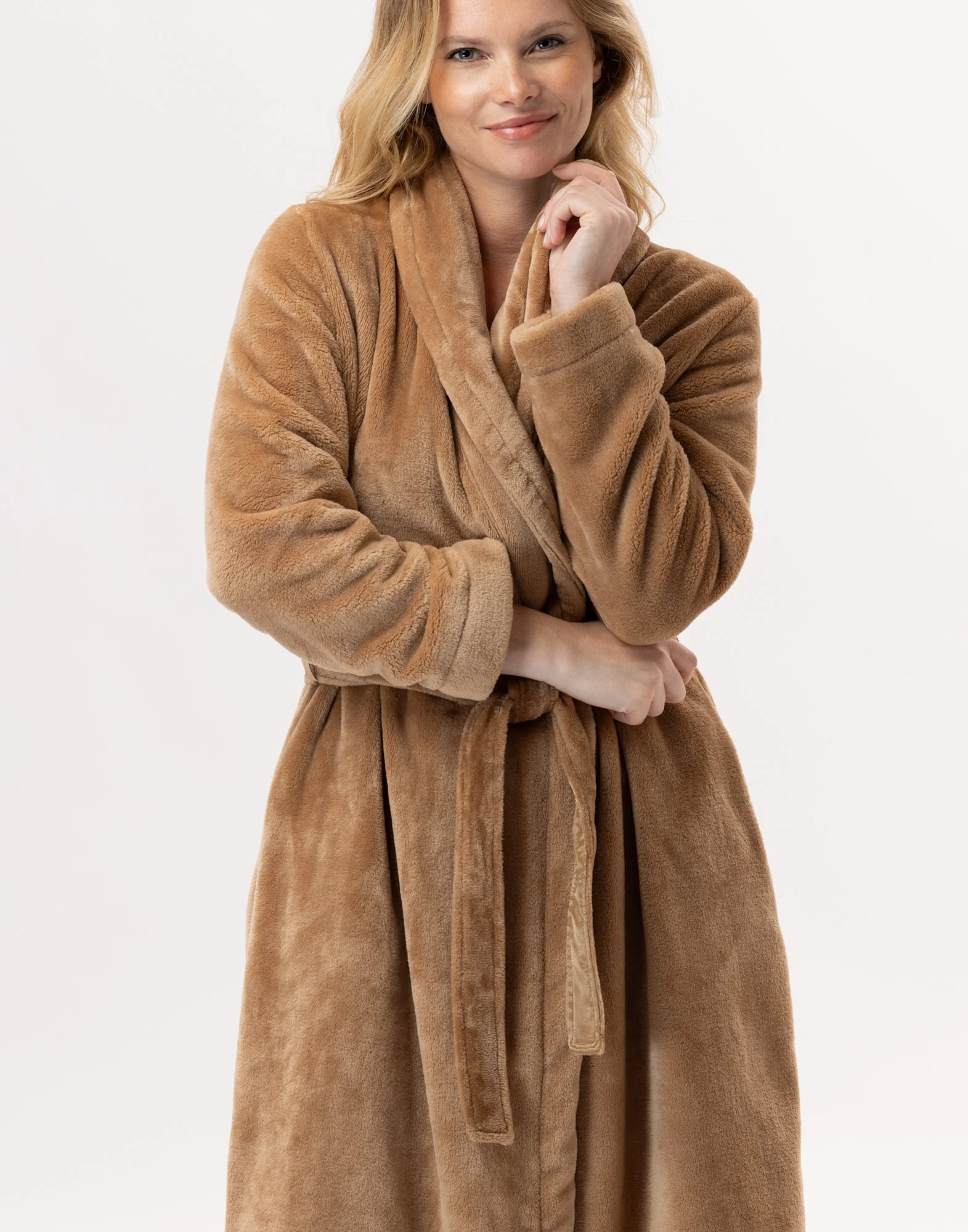 ESSENTIEL H61B - Peignoir en peluche flanelle | Marron