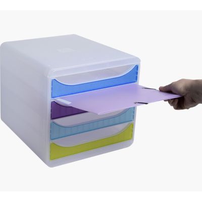 Exacompta Chromaline BigBox - Module de classement 4 tiroirs - arlequin