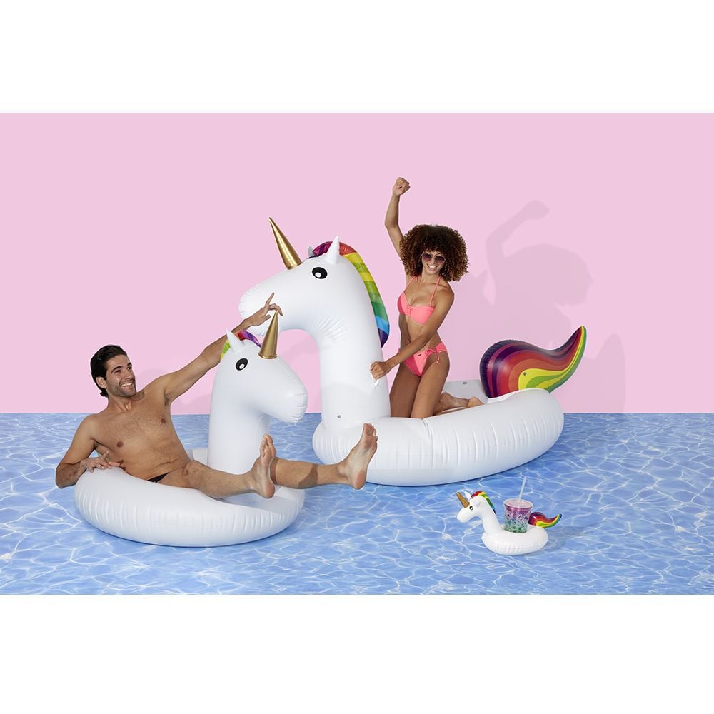 Trio licorne gonflable bouée porte-verre chevauchable