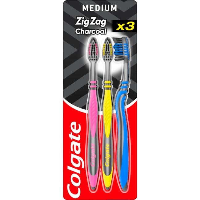 Colgate Tandenborstel Zigzag 3 Pack Charcoal